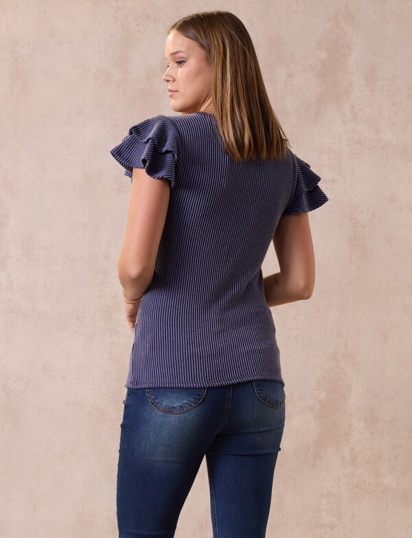 Remera Manga Volados AZUL