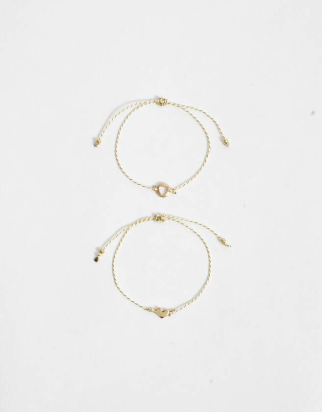 Pulseras Flexibles Sets Con corazón Set De Pulseras De Hilo Con Dijes - Dorado