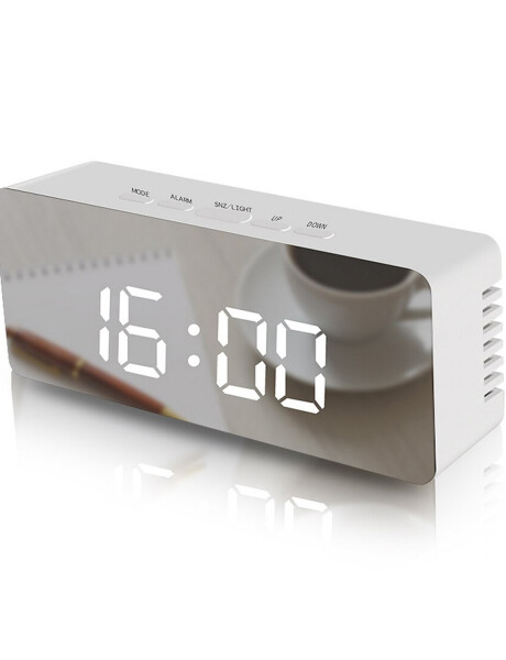 Reloj despertador digital con termómetro y espejo Reloj despertador digital con termómetro y espejo