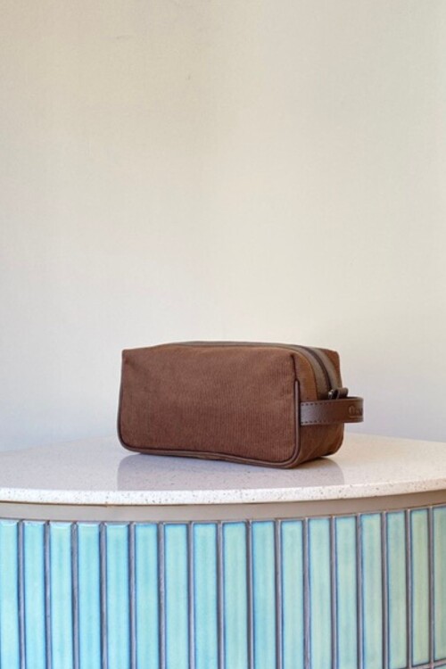 Necessaire chico en simil Pana Chocolate