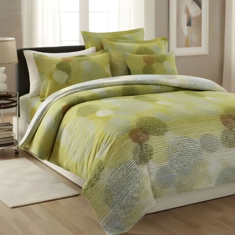 Acolchado Cotton Flor 2 plazas Queen 250x270cm Verde