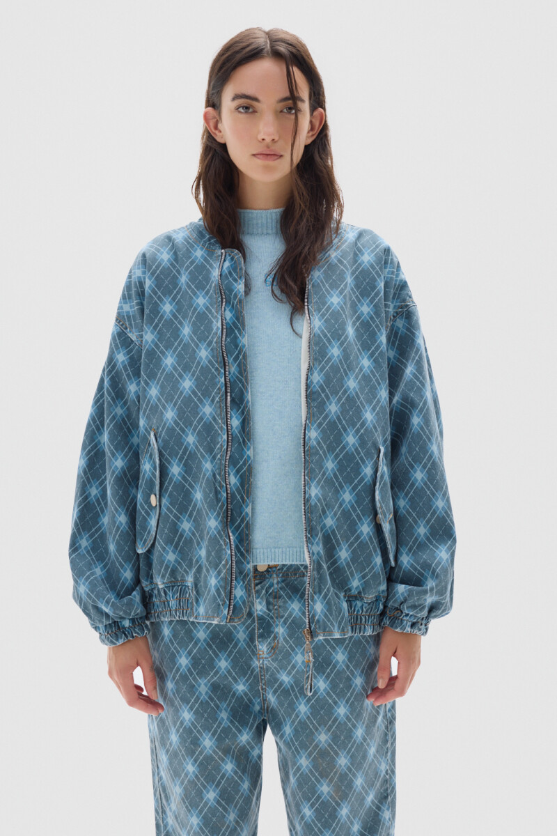 Campera Bomber Print Blue
