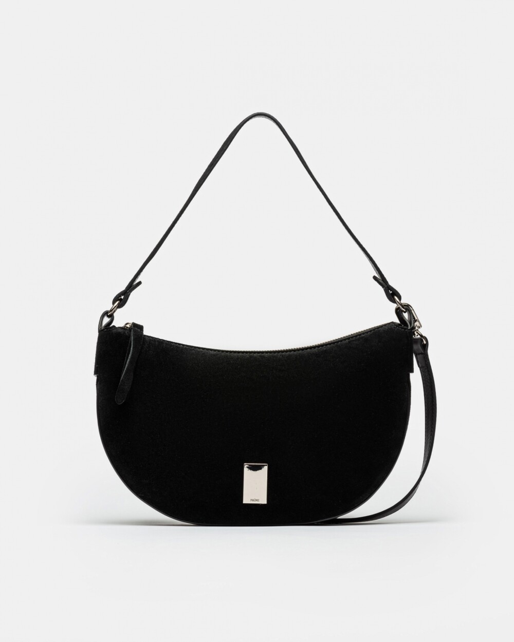 Cartera al Hombro Lua En Cuero Gamuza Negro