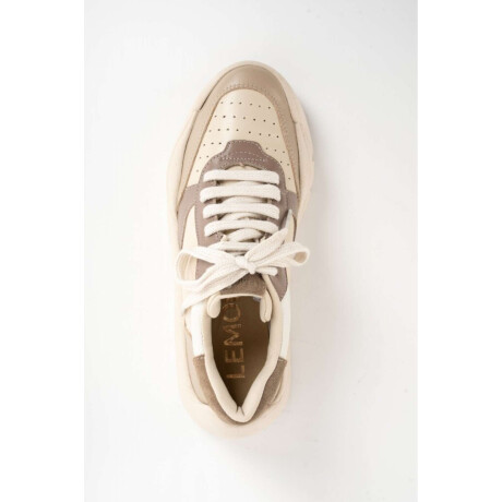 Zapatilla Cuero Combinada Nacar