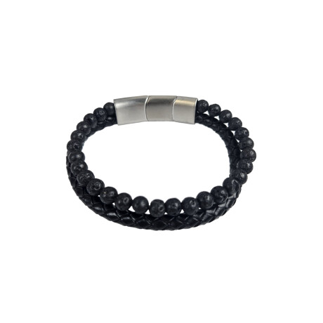 Pulsera Doble Con Hebilla Negro