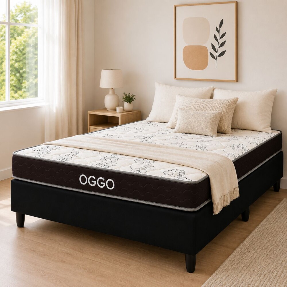 SOMMIER - DORADO 2 PLAZAS 100% ESPUMA CON BOX