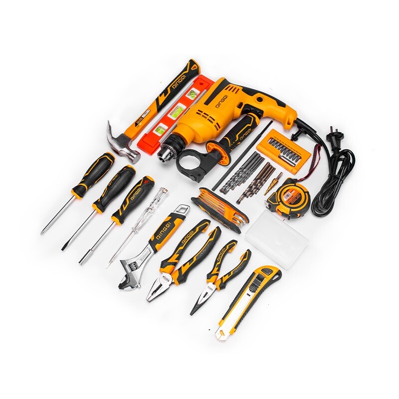 DINGQI JUEGO DE HERRAMIENTAS 28 PIEZAS & TALADRO 13MM + VALIJA PLASTICA Dingqi Juego De Herramientas 28 Piezas & Taladro 13mm + Valija Plastica