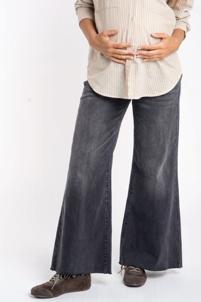 Jean Flared Wide Leg Mamá Gris