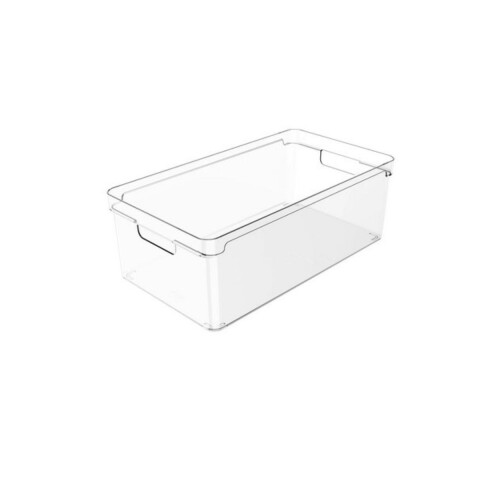 Caja cesto organizador plástico transparente 37x20x13 cm OU Caja Cesto Organizador Plástico Transparente 37x20x13 Cm Ou