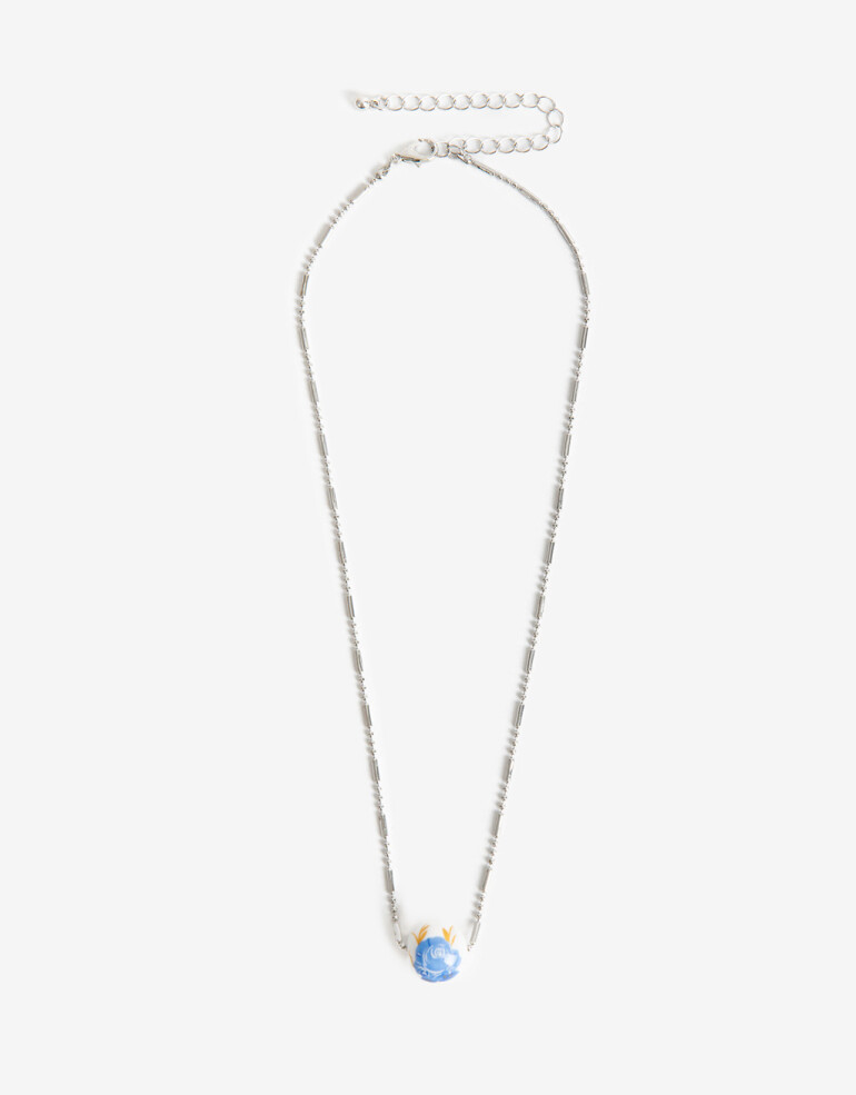 Cadena Corta con Dije Con Dijes Collar Con Dije Oriental - Plateado Rodio