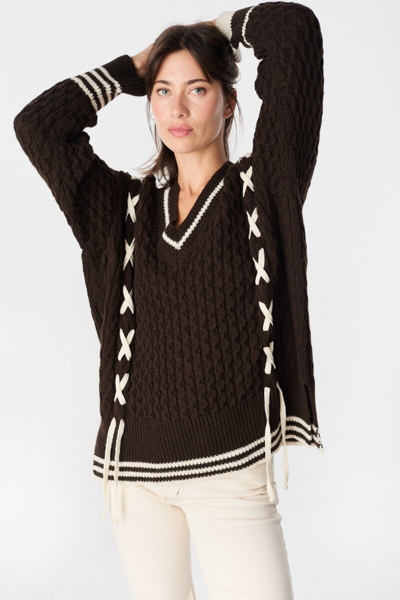 Sweater Preppy Crudo/Marron