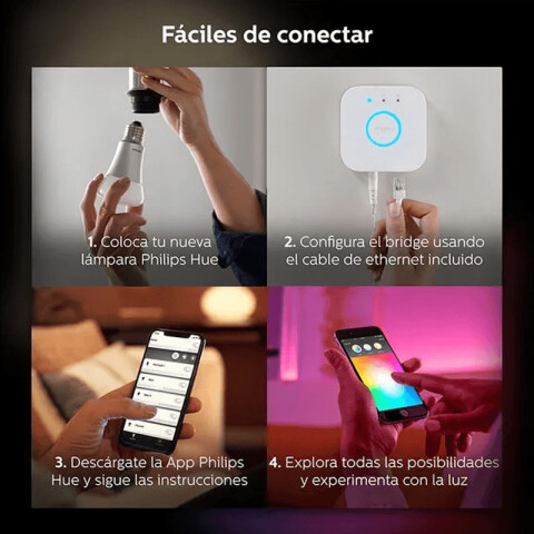 Kit 2 lámparas LED E27 9W 1055Lm RGBW + Bridge HUE L27421