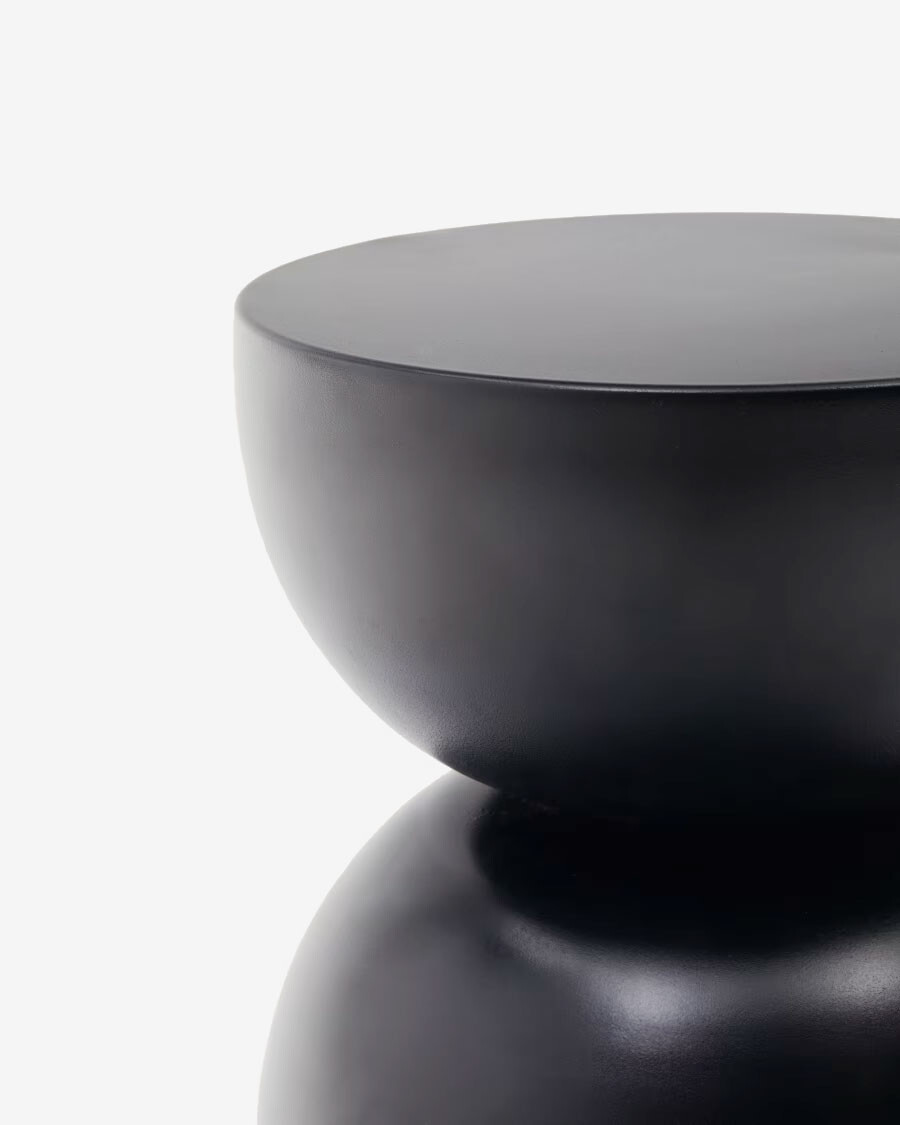 Mesa auxiliar Rachell de metal con acabado pintado negro brillante Ø 30 cm