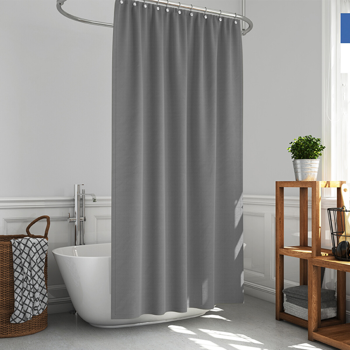 Cortina de Baño Home Class Dobby con Argollas 180 x 180 cm - GRIS 