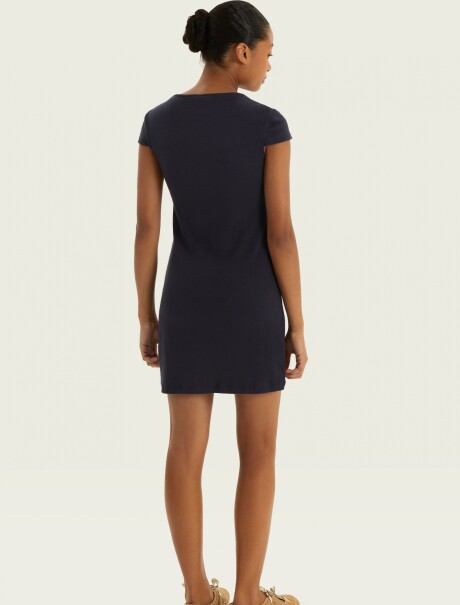 VESTIDO CORTO CON ESCOTE EN V AZUL