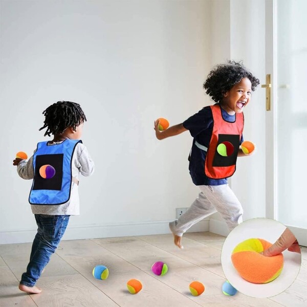 Chaleco Juego Mancha 5 Pelotas Adhesivas Dodgeball Infantil Variante Color Azul