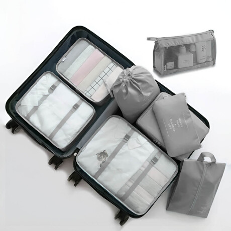 Set X8 Organizador De Viaje Valija Mochila Equipaje Gris