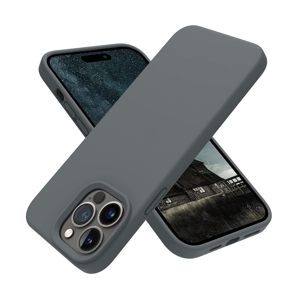 Protector case de silicona para iphone 14 plus Gris oscuro