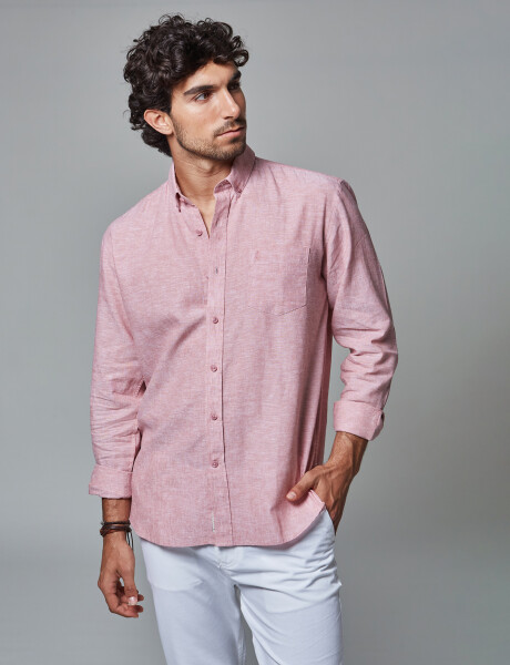 Camisa lino lisa rosado