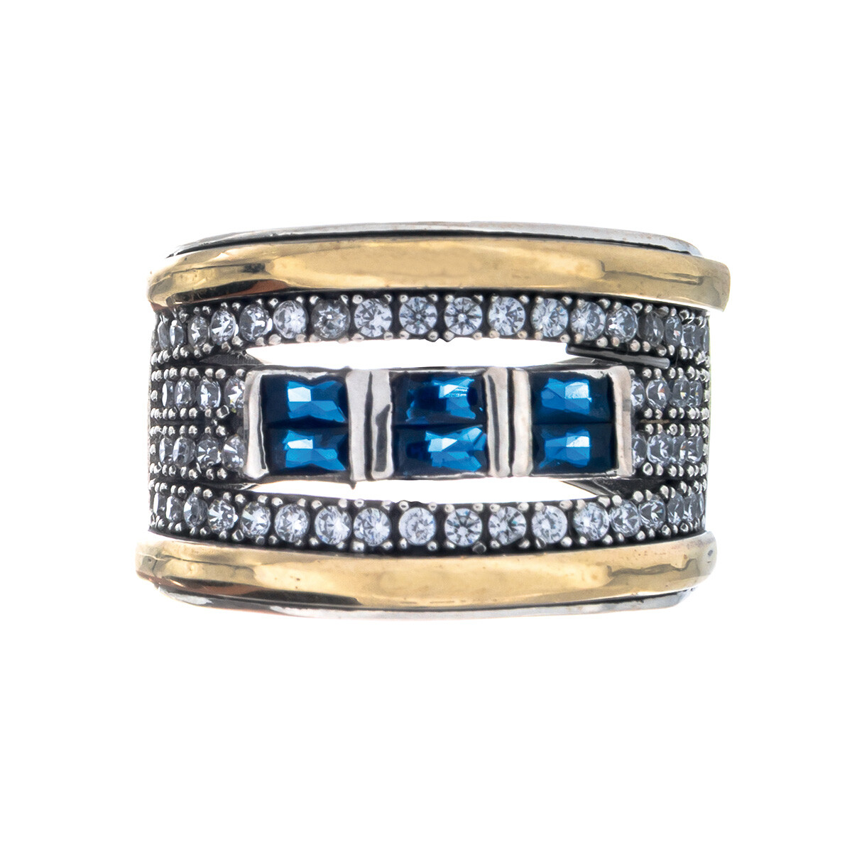 Anillo de plata 925, double con circonias 