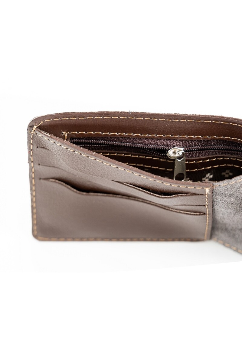 Billetera con cierre interior para billetes Marrón c/Oxido