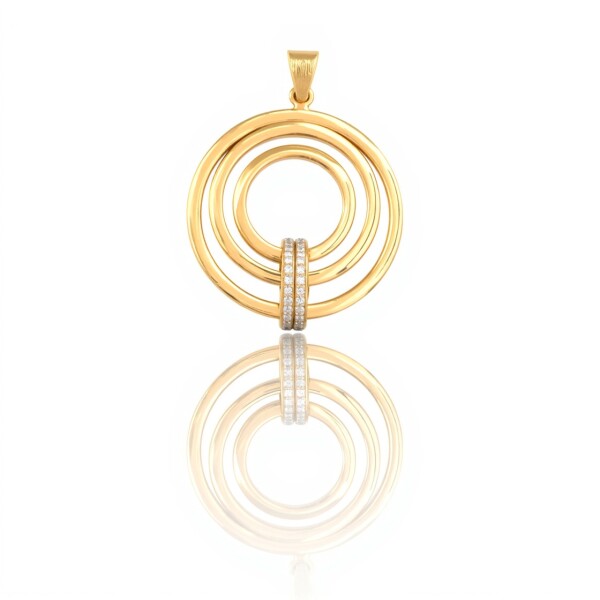 Dije colgante triple aro-Oro bajo-Zirconia-CP8722 conpiedra