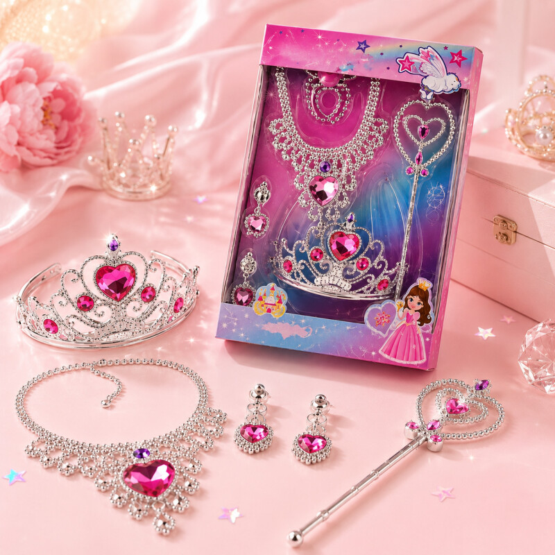 Set Joyas Princesa Niña Corona Collar Varita Regalo Infantil Set Joyas Princesa Niña Corona Collar Varita Regalo Infantil