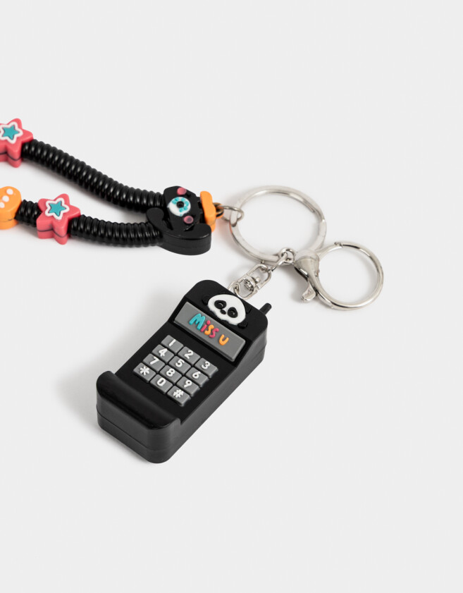 Llavero Lúdico Llavero Y Charm De Celular Con Strap - Negro