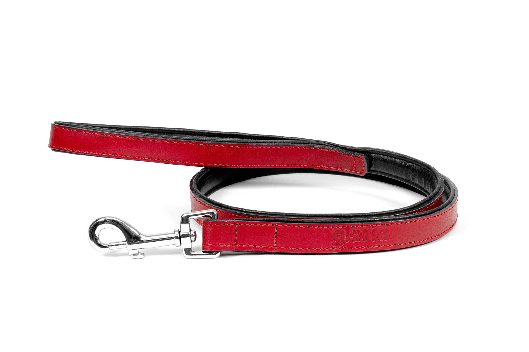 Correa de Piel Acolchada para Perros - roja- 100cm x 18mm 
