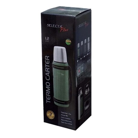 Termo Carter 1.2Lt en Acero Inoxidable Doble Pared c/ Manija Azul