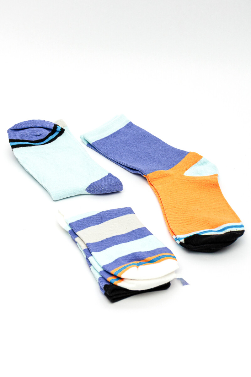 Medias Crew Floreta, Pack X 3 - Color Unico 
