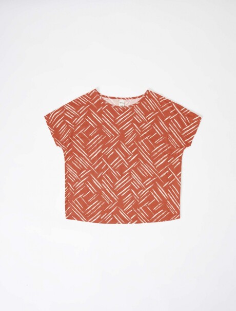 BLUSA ESTAMPADA DE MANGA CORTA NARANJA