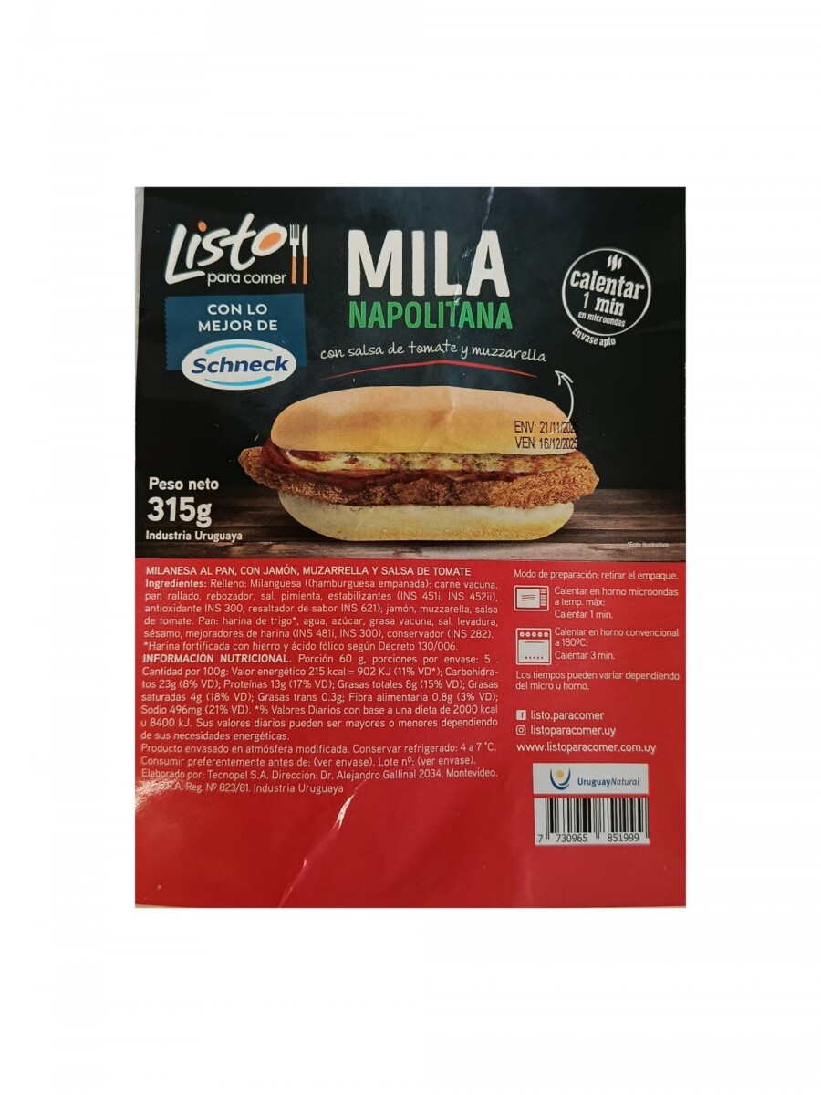 MILANESA NAPOLITANA AL PAN LISTO PARA COMER +SOLO PDE O WEB+ 