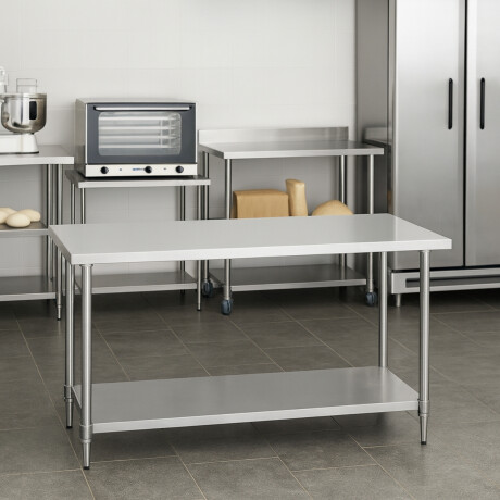 Mesada Central con Estante Inferior de Acero Inoxidable 190 x 60 x 85 cm Mesada Central con Estante Inferior de Acero Inoxidable 190 x 60 x 85 cm