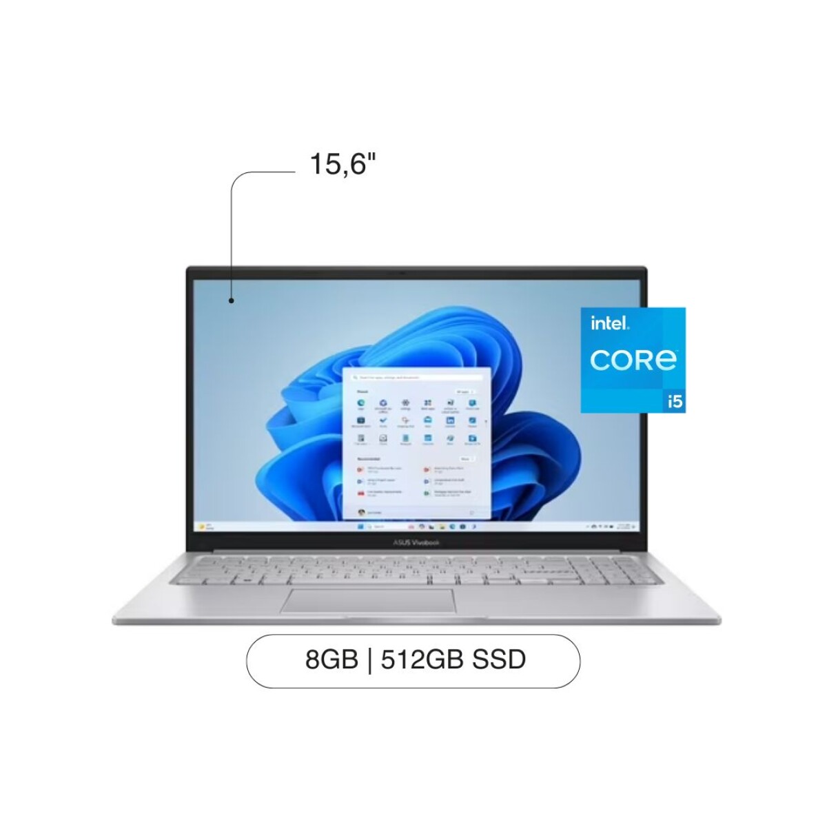 Notebook ASUS Vivobook 15,6' FHD 512GB / 8GB RAM I5-1334U W11 - Cool Silver 