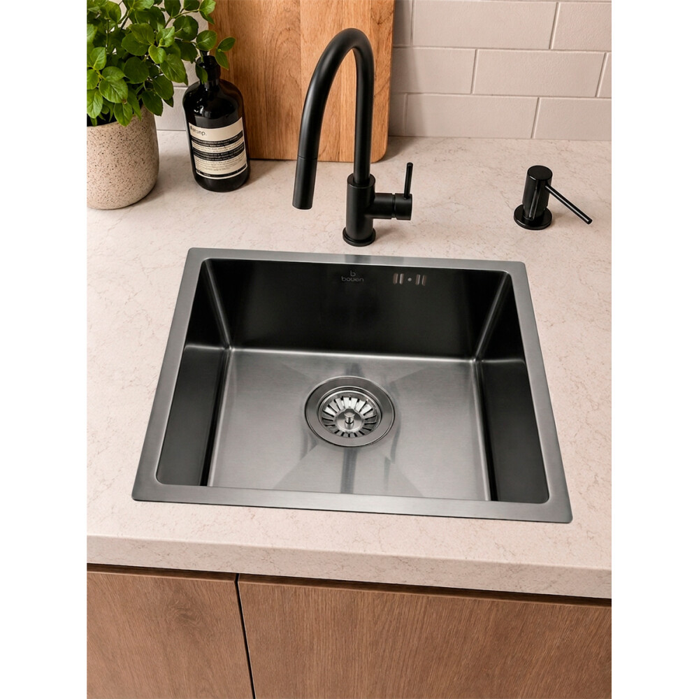 PILETA SIMPLE 304 COLOR NEGRO 44x44x20 CM Pileta Simple 304 Color Negro 44x44x20 Cm