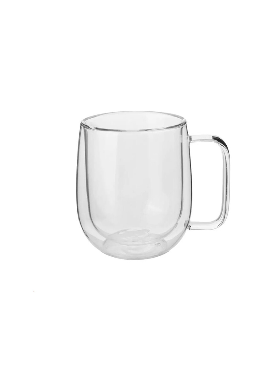 TAZA VIDRIO DOBLE FONDO - PLATEADO (V) 