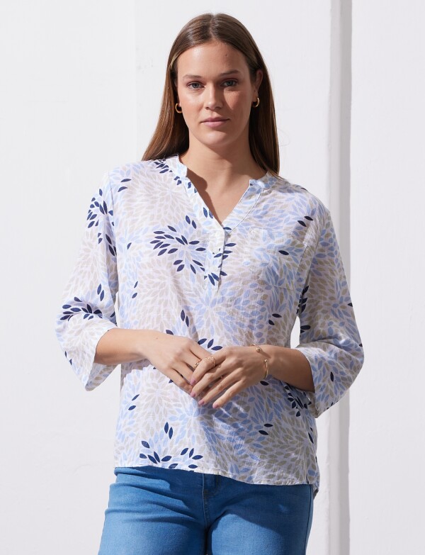 Blusa Algodon Print BLANCO/MULTI