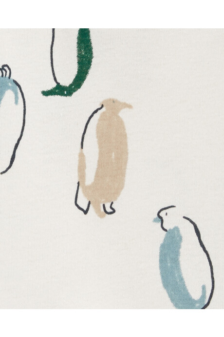 Set dos piezas pantalón y body con botones diseño pingüinos de algodón Sin color