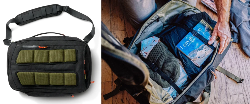 Mochila Roark 3 Day Fixer apoyada en una habitación lista para ser abierta