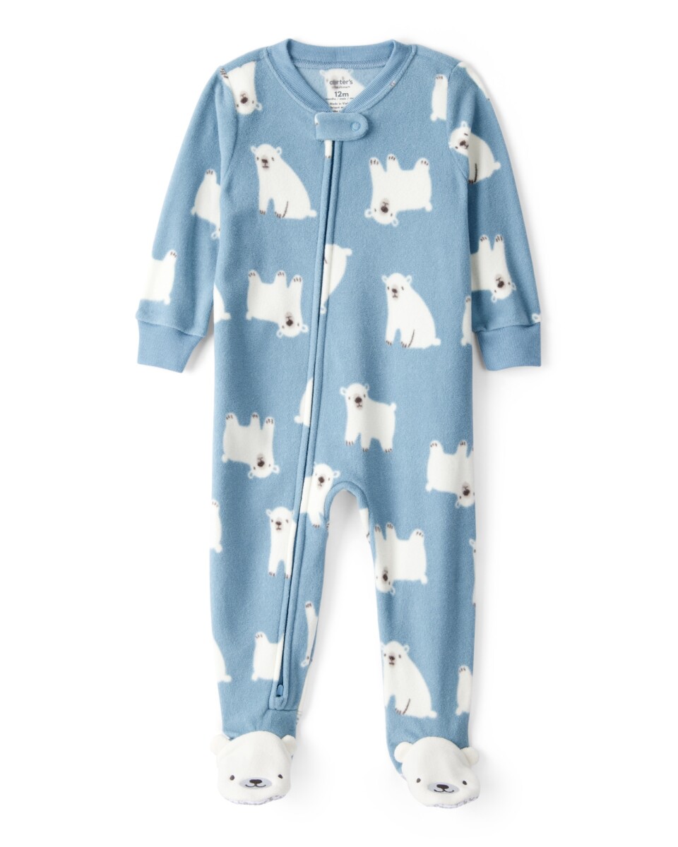 Pijama una pieza de micropolar, con pie, diseño osos polares 