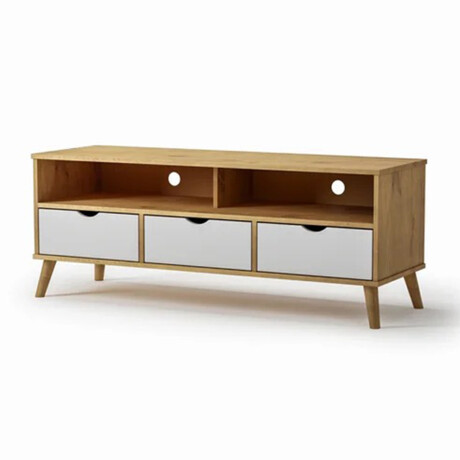 RACK APARADOR PARA TV 3 CAJONES - MADERA MACIZA Color blanco