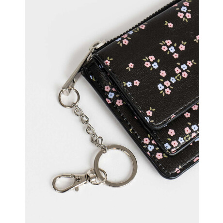 Monedero Cuerina Solapa Estampado Flores