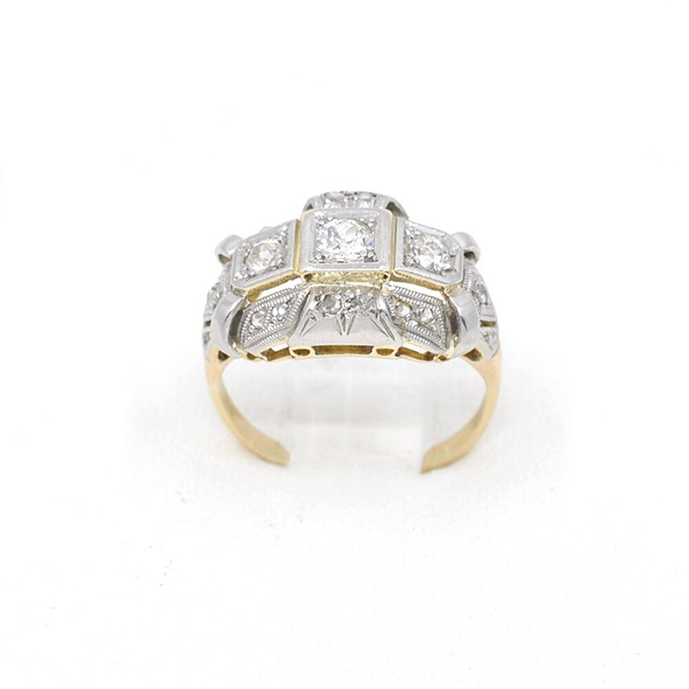 Anillo En Oro 18K Con Brillantes Y Diamantes Anillo En Oro 18K Con Brillantes Y Diamantes