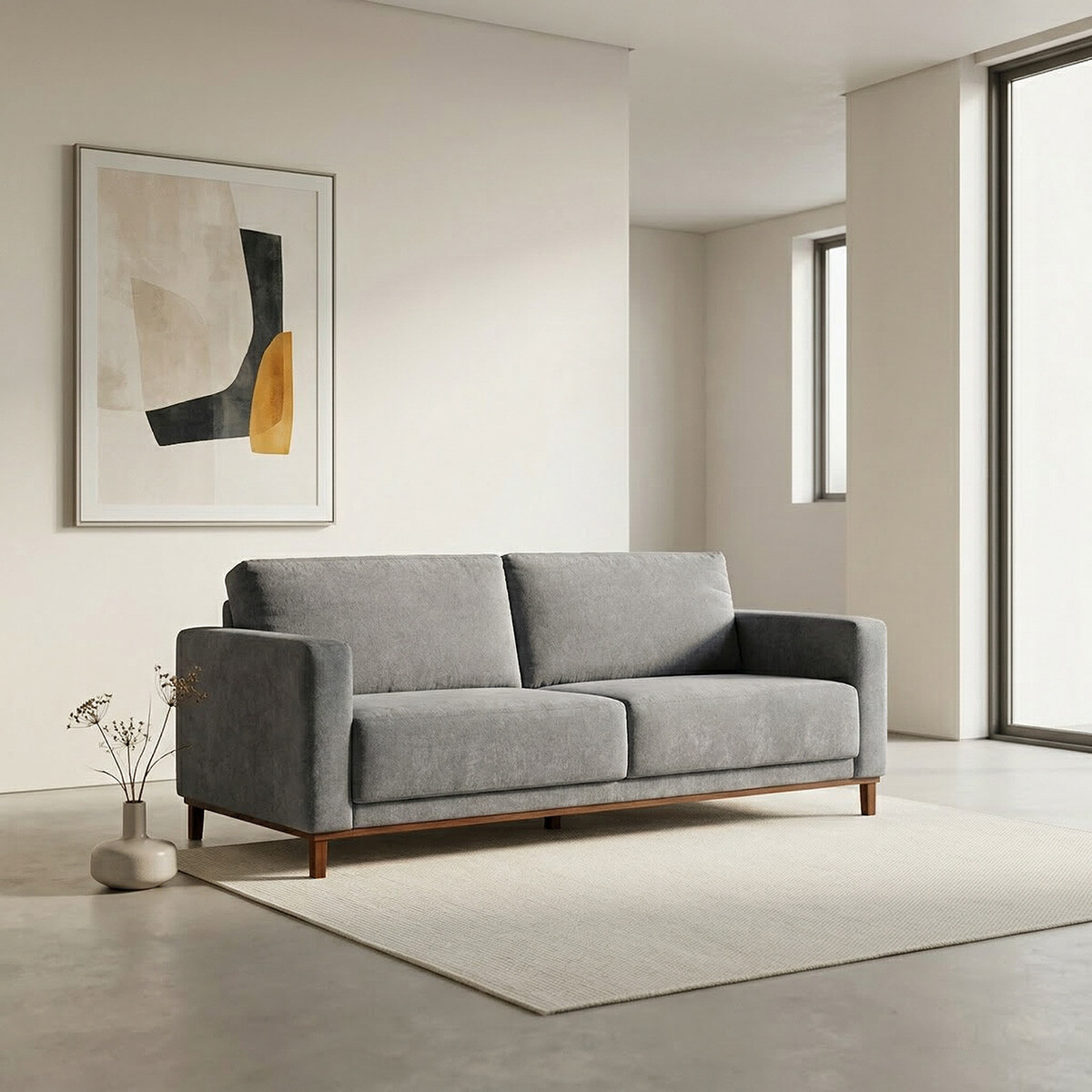 Sofá Barcelo - Tela Microfibra - 3 cuerpos - Cora 06-153 (Grafito) 