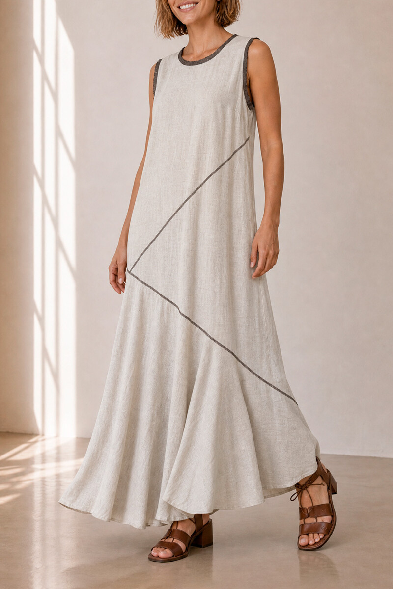 VESTIDO DIAGONAL NATURAL