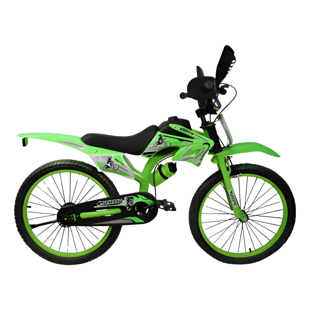 Bicicleta Estilo Moto Cross con Roncador Rodado 20" VERDE