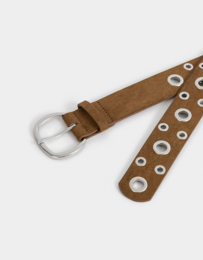 Cinturones y Fajas Cinturón Suede Ojalillos - Marron Chocolate