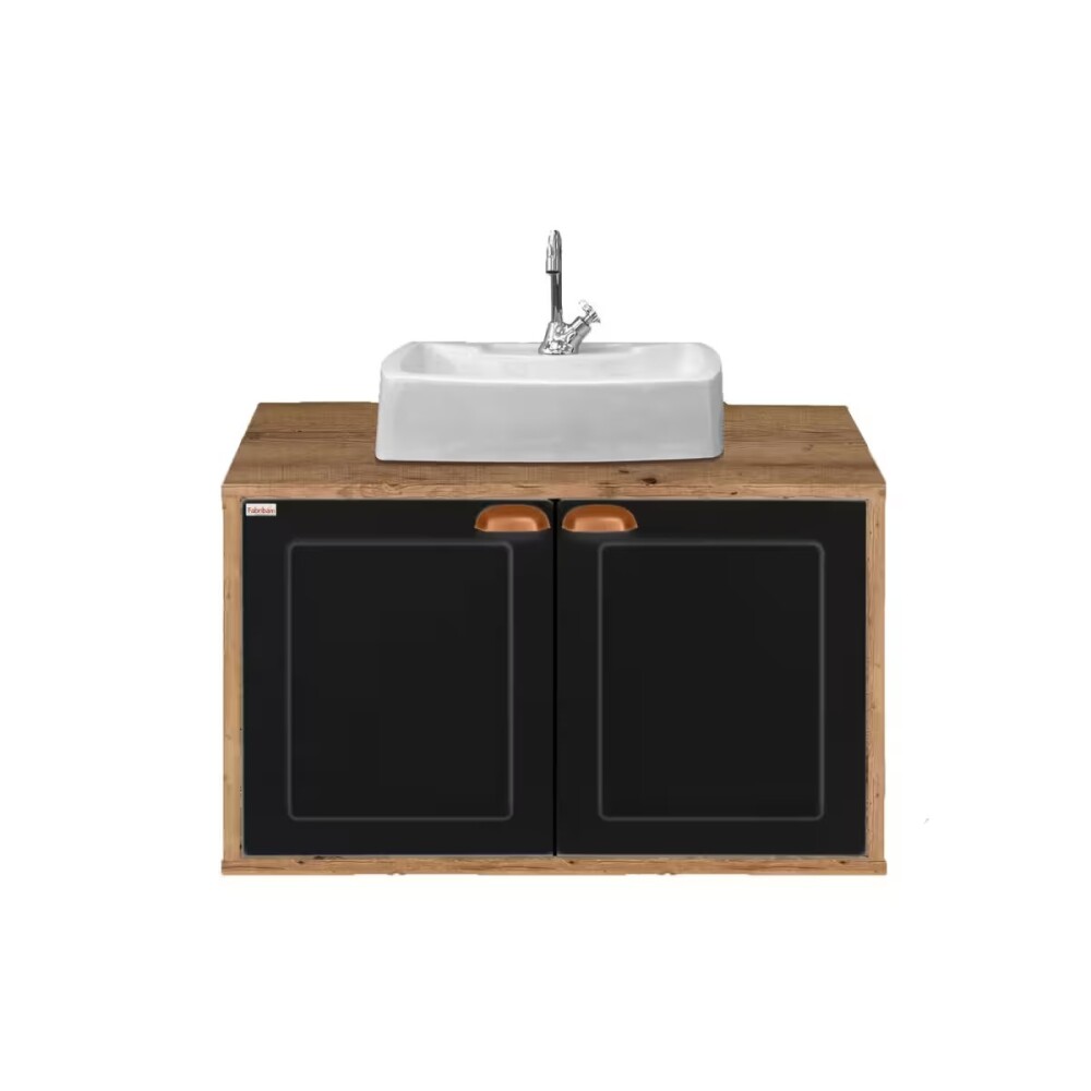 Mueble de baño suspendido Creta Rustico negro 78 cm sin bacha Mueble De Baño Suspendido Creta Rustico Negro 78 Cm Sin Bacha