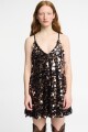 VESTIDO CORTO LENTEJUELAS Marron